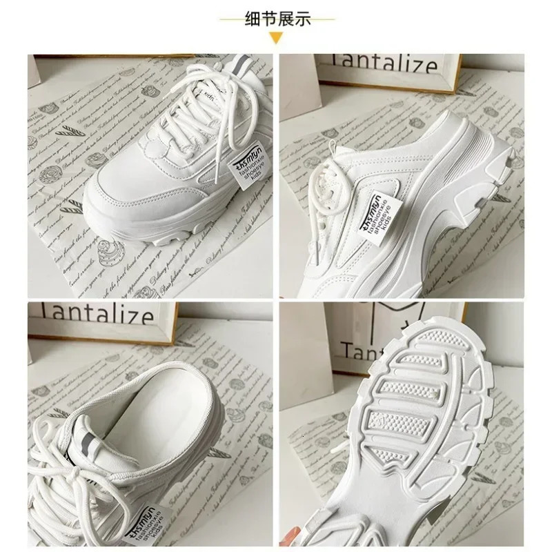 Women Half Slippers Pu Leather Flats Female Retro Low Top Sneakers Mesh Breathable Lazy Loafers Walking Outdoor Platform Shoes 250526BJ - view 7