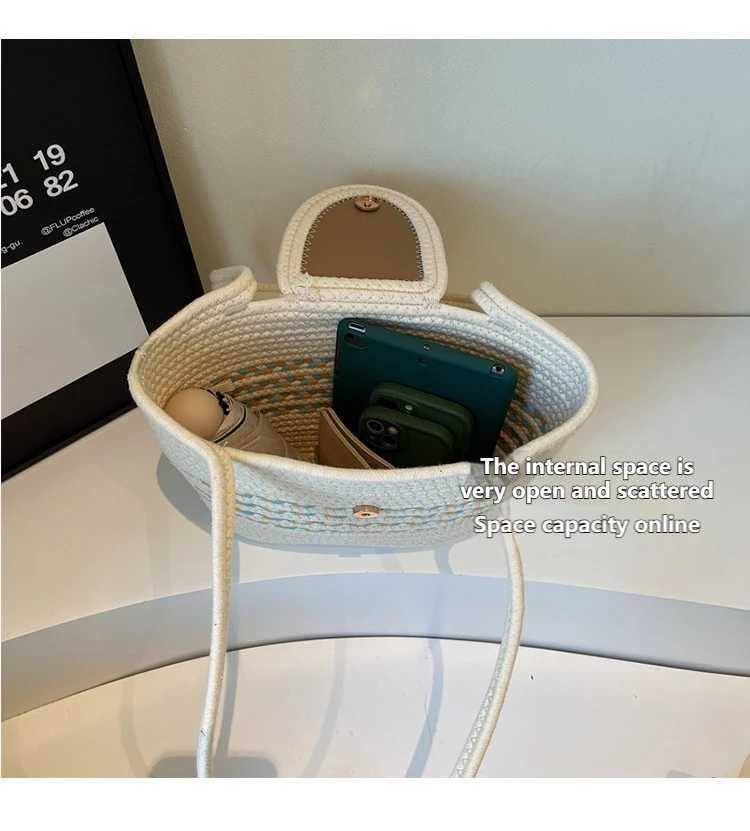 Straw Woven Shoulder Bag Casual Seaside Holiday Beach Woven Shoulder Bag Large Capacity Commuter Tote Bag W250524