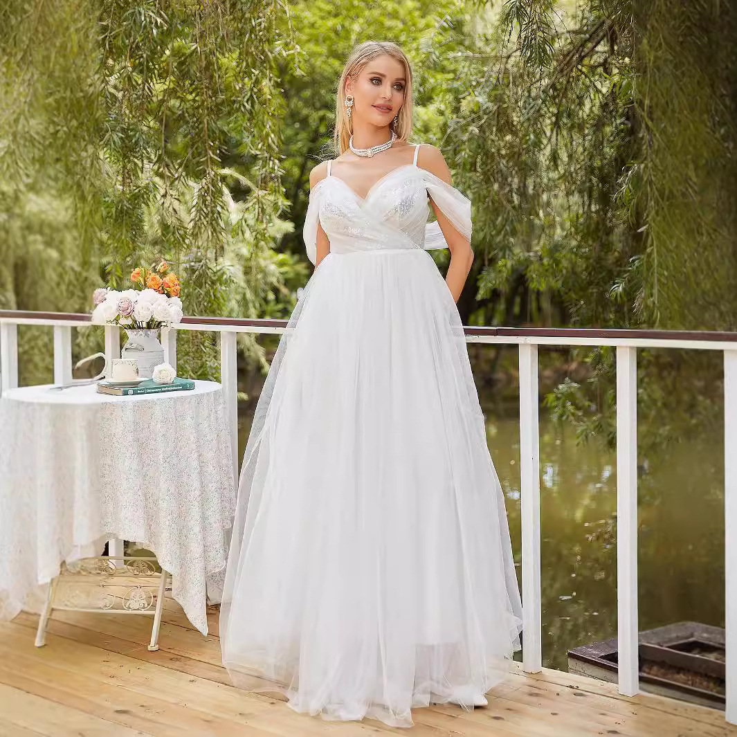 New Womens Wedding Bridal Dress Mesh Dress Grand Display