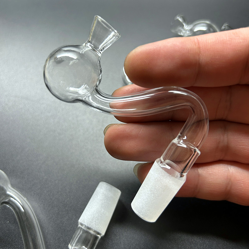 Qbsomk Smoking funnel Pyrex Curved Glass Pipes Original Oil Burner Pipe 10 14 19 MALE/FEMALE glass Clear Quality Tube Handmade for Wax Concentrate