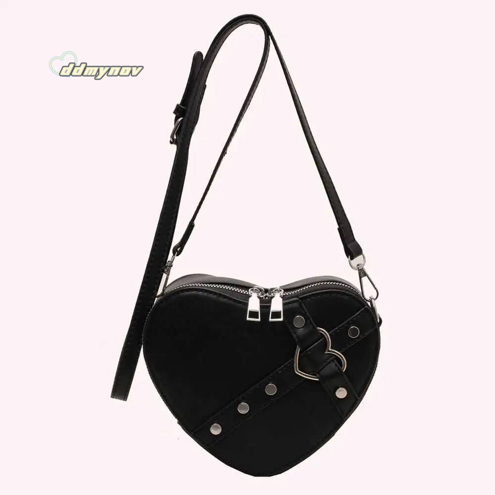 Women Heart Crossbody Bags PU Leather Simple Satchel Solid Color Adjustable Strap Girls Dating Bag ddmynov