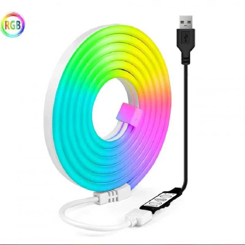 5V RGB neon strip LED flexible silicone waterproof neon control mini 3 key remote control suitable for indoor and outdoor W250526