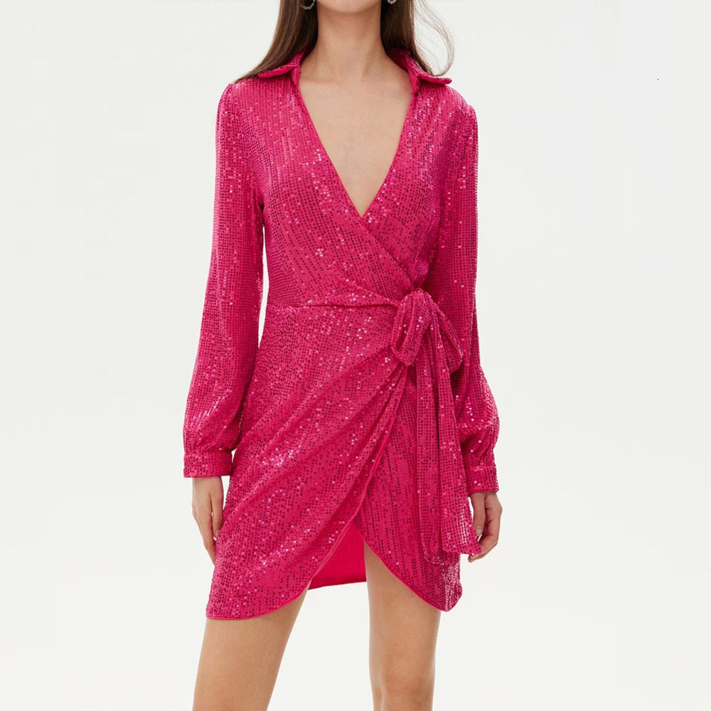 New Womens Dress Long Sleeve Shirt Collar Short Dress Party Dress Dating Casual