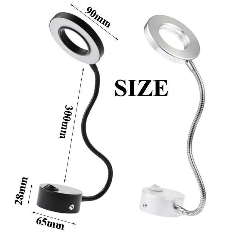 5W Silver Black LED Hose Wall Lamp Flexible Home Hotel Bedside Reading Wall Light Modern Fashion Book Lights Aluminum LED BulbsXJ250526