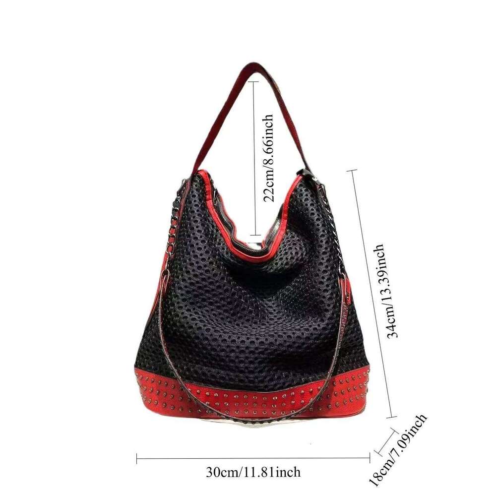 Women's Bags Designer Ladies' Fashion Y2k Spicy Girl Large Capacity Retro Rivet Splicing Diagonal Cross Shoulder Bag