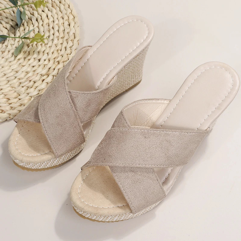2024 Summer Fashion Wedge Casual Waterproof Platform Slippers Thick Sole High Heel Sandals for Women 250519