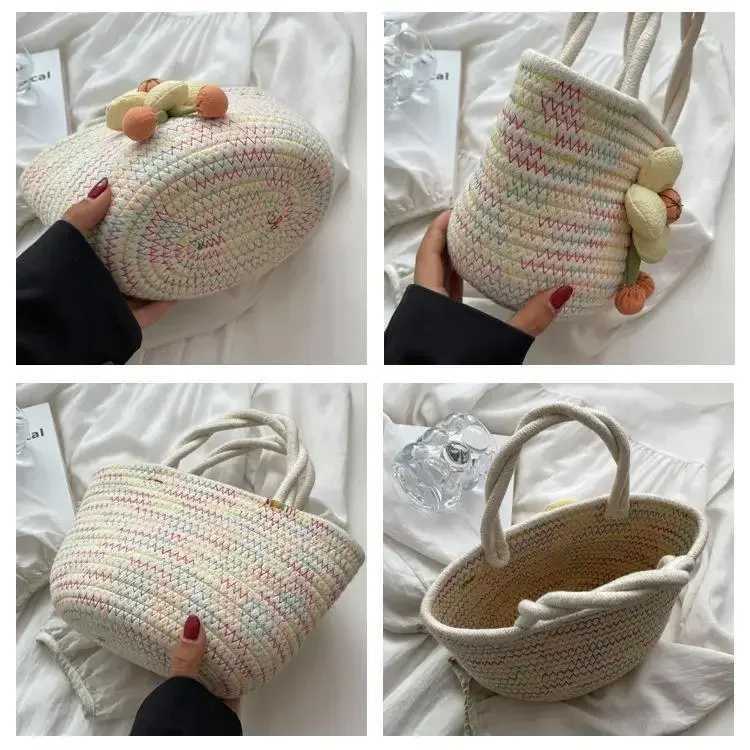 Spring And Summer Large-Capacity Straw Tote Bag Beach Bag Suitable For Vacation Shopping Commuting Use W250524