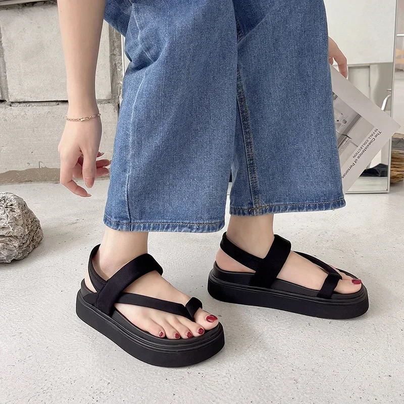 Women Platform Sandals Flat Flip Flops Summer Beach Sexy Casual shoes Ladies Shoes Fashion Woman Black Sandals 250526