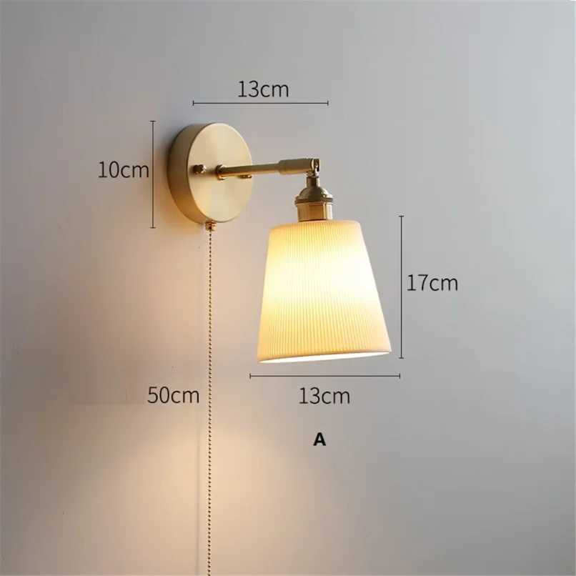 Modern White Ceramic Wall Mounted Lamps for Hotel Bedroom Bedside Pull Switch Sconce Light Fixtures Nordic Hallway Aisel IndoorXJ250526