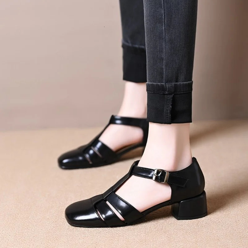 Ladies Minimalist TStrap Heels Premium Synthetic Material Daily Wear Closed Toe Sandals 250526