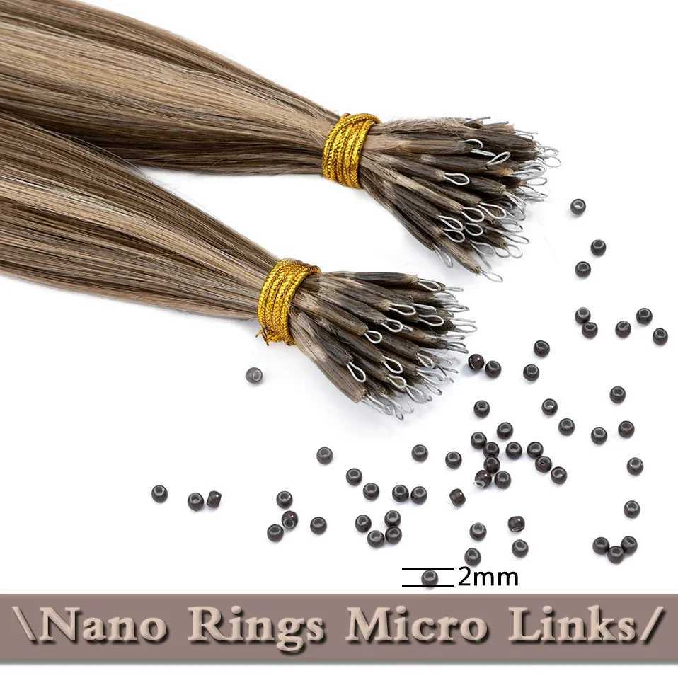 S-noilite Human Hair Micro Links Hair Extensions 0.7g/strand Nano Rings 50pcs Nano Bead Prebonded 18-24inch Straight Blonde Hair S25526