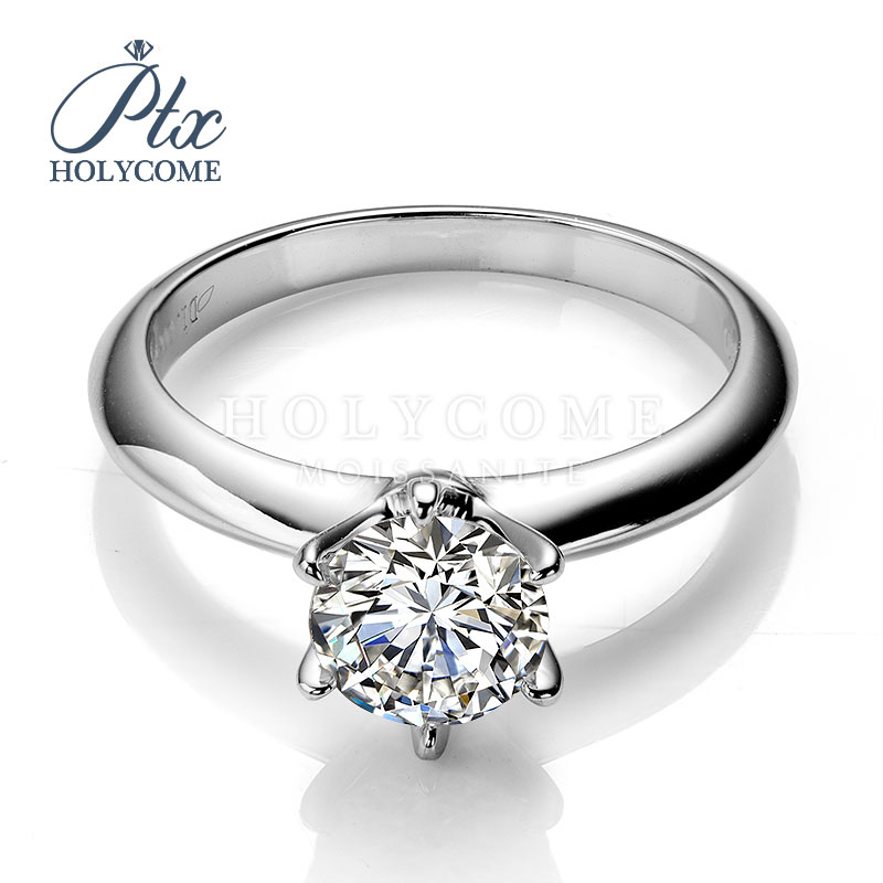 Luxury Moissanite Diamond Ring With GRA Certificate S925 Sterling Silver Wholesale D Color VVS 1ct Moissanite Classic 6-Prong Wedding Rings