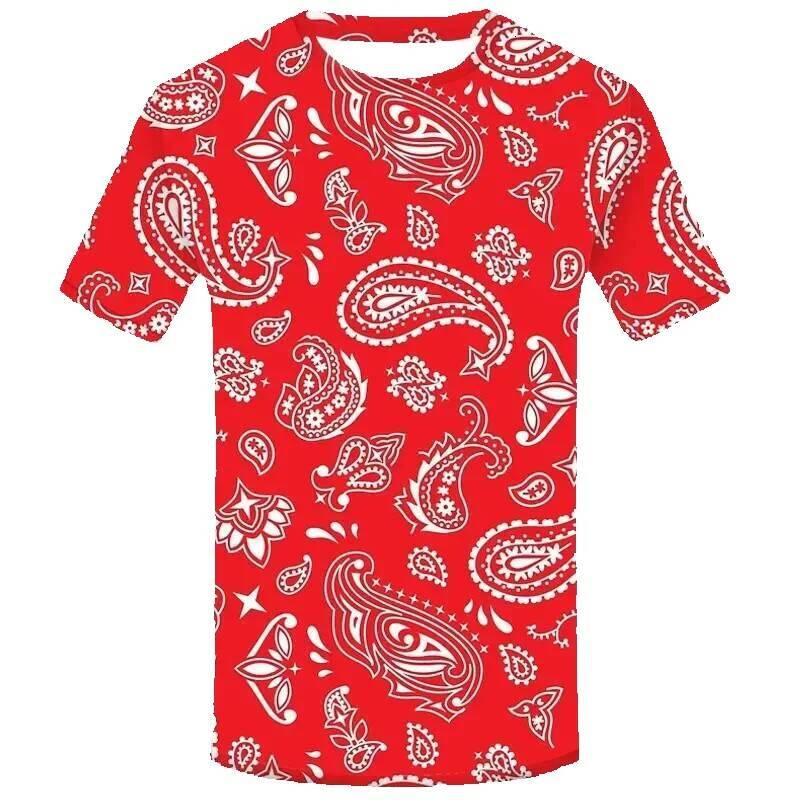 Fashion Bandana Graphic Men's 3D Printed Short Sleeve T-shirts, Casual Streetwear, Cool Oversized T-shirts
