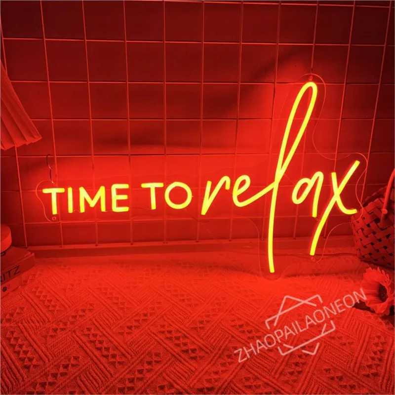 Time To Relax Neon Sign Coffee Bar Decor Neon Lights Room Home Bedroom Decoration Party Neon Art Wall Dimmable USB W250526