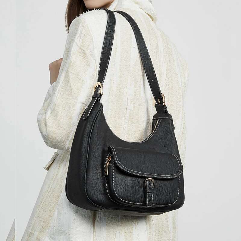 Toptrends Genuine Leather Underarm Shoulder Bags For Women Designer Crossbody Hobos Office Tote Ladies Handbags bag