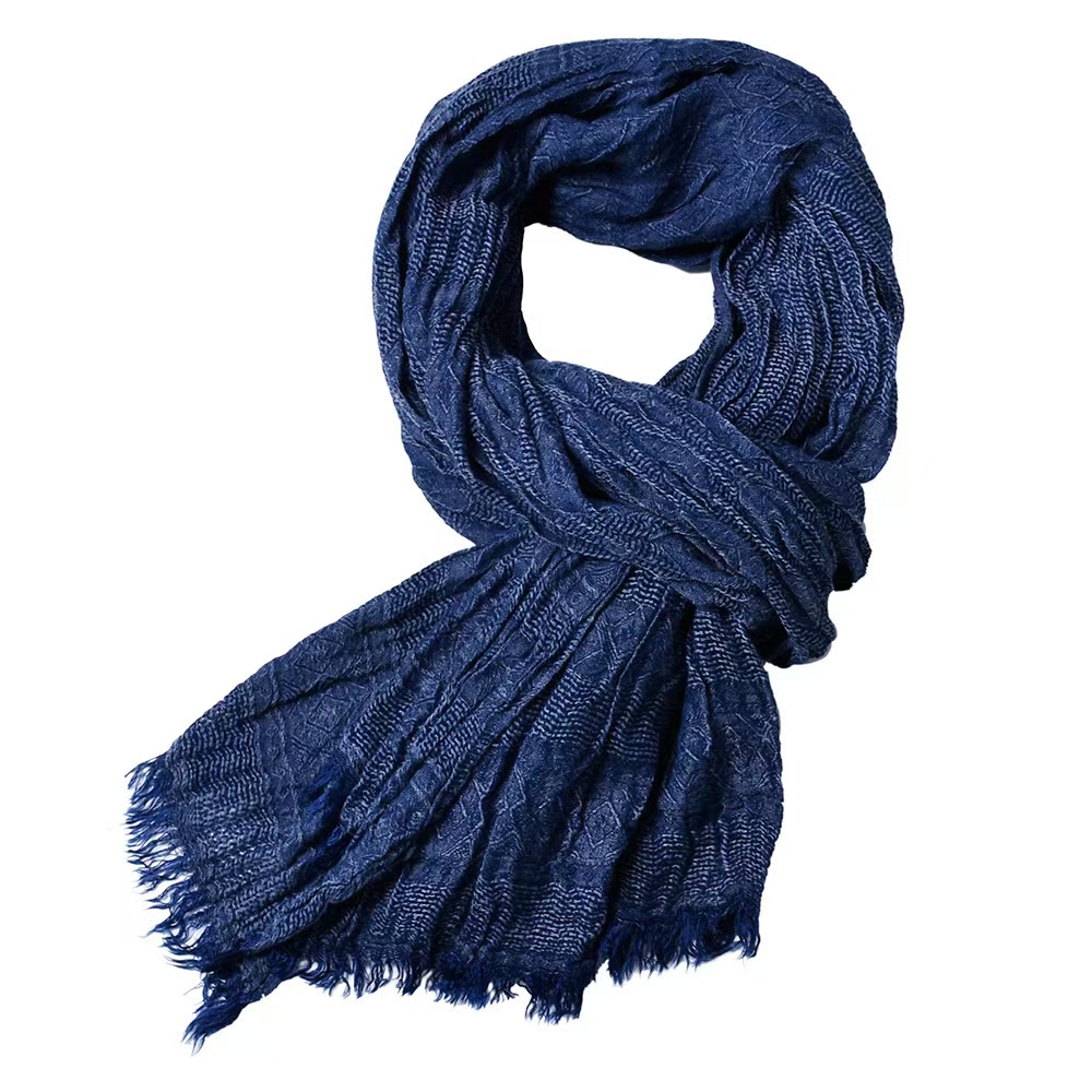T812 European and American men's yarn-dyed scarf men's winter jacquard British solid color shawl