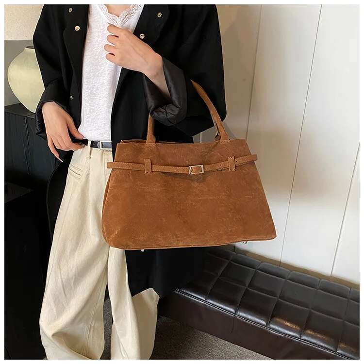 2025 Textured Suede Tote Bag - Convertible Vintage Shoulder Purse, Stylish Women's Crossbody Handbag