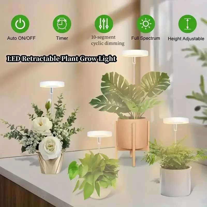 USB LED Retractable Plant Light Grow Light Angel Ring Succulent Red And Blue Light Full Spectrum Flower Timer Plant Fill LightXJ250526