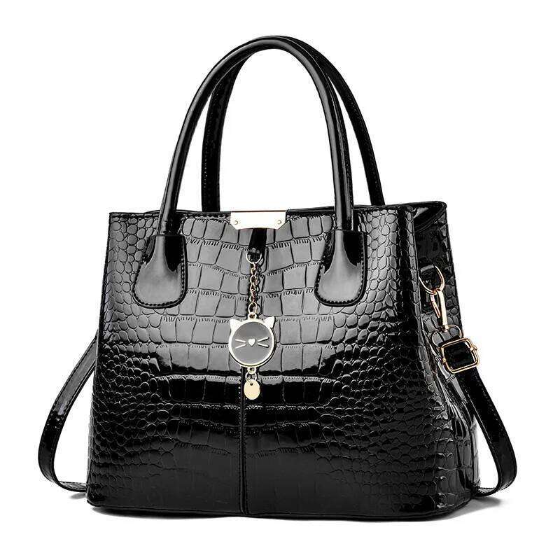 Women's Bags Designer New Bright Leather Handbag Stone Women's Large Capacity Single Shoulder Crossbody Bag Europe And The United States Cas