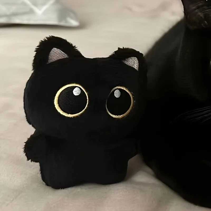 1 Pcs Cute Plush Little Black Cat Doll Pendant Versatile Hanging Decoration Cat shaped Pet Plush Toy Backpack Keychain XJ250524