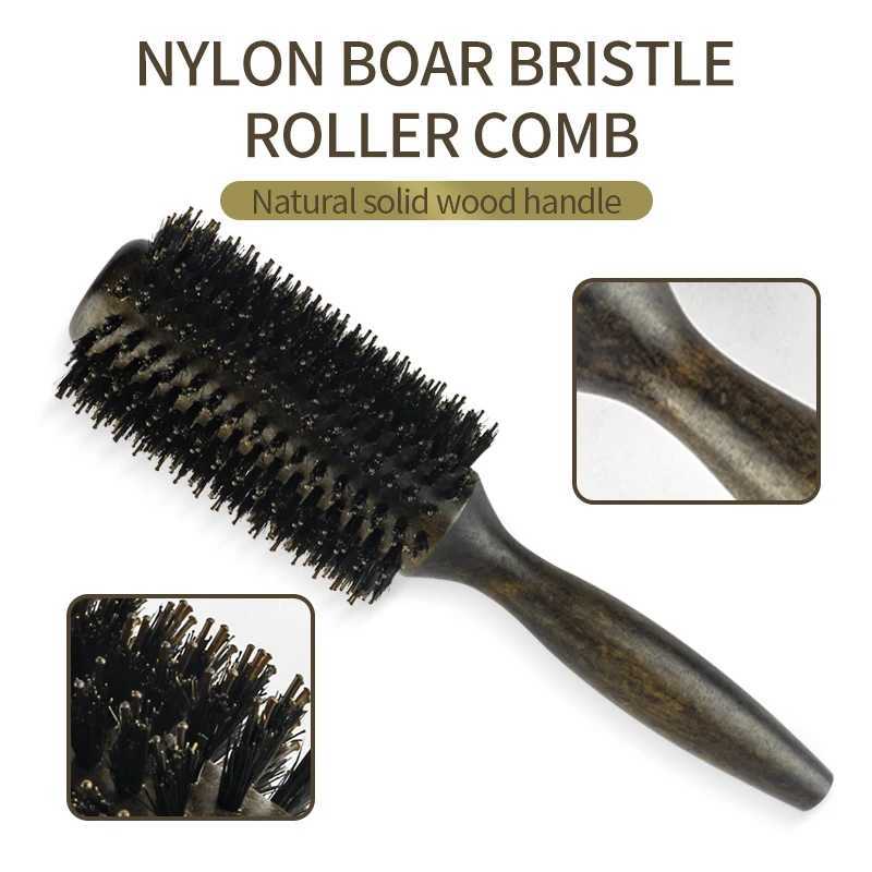 Professional Boar Bristle Round Hair Brush for Women and Men Hair Styling Comb Salon Hairdressing Hairdresser Wood Round Brush R250526