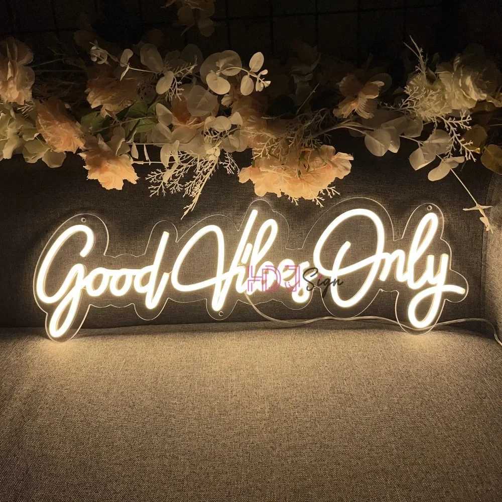 Neon LED Sign Good Vibe Only Bedroom Party Decoration Room Neon Lights Signs USB Party Home Room Wall Decor Neon Lamp W250526