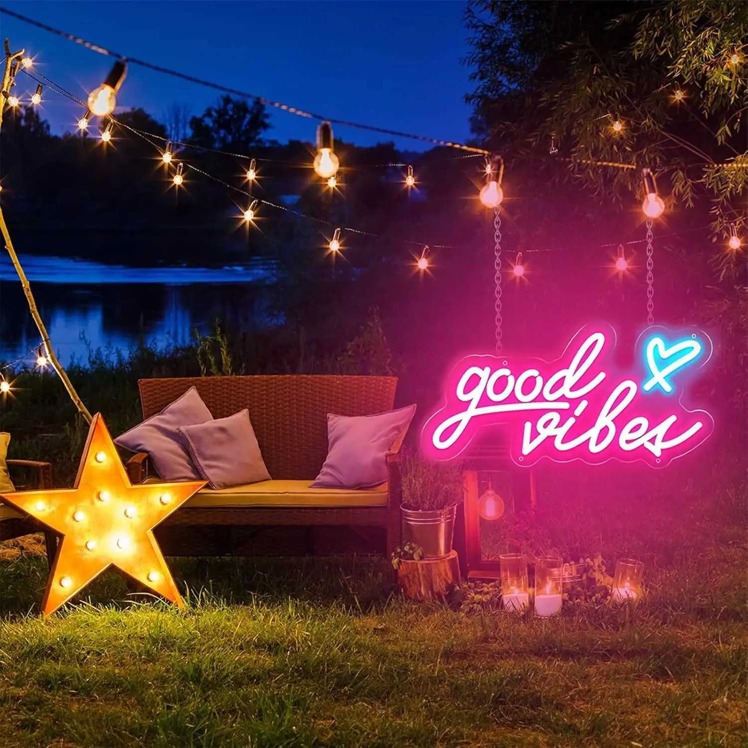Good Vibes Neon Sign LED Neon Light Sign Powered By USB Night Light for Wall Decor Home Bar Pub Club Wall Bedroom Decor W250526