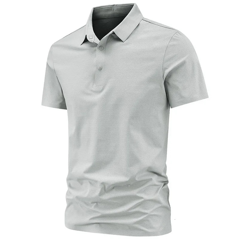 Mens high quality summer lapel mens short sleeve polo shirt fringe solid color business casual M5XL 2562 250526