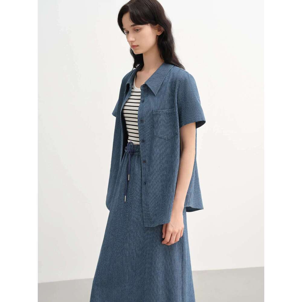 DUSHU Minimalist Style Loose Striped Short-Sleeved T-Shirt Skirt Set For Women 2025 Summer New All-Match Casual Vacation Wear