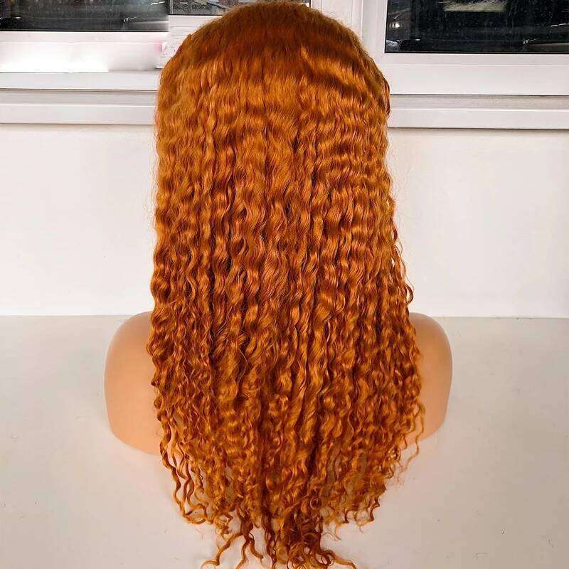 26Inch 180Density Ginger Orange Long Kinky Curly Natural Hairline Lace Front Wig For Black Women Babyhair Glueless Preplucked