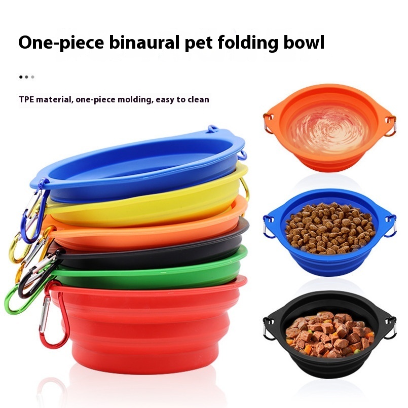 Pet Silicone Foldable Outdoor Portable Feeder Cat Drinking Water Bowl Food Utensils Dog Basin Supplies