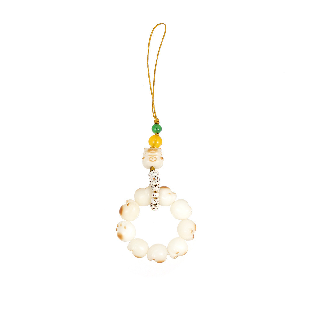 Chinese Handstring White Jade Bodhi Fortune Cat Style Bracelet Buddha Beads Cultural Toys Scenic Spots Temple