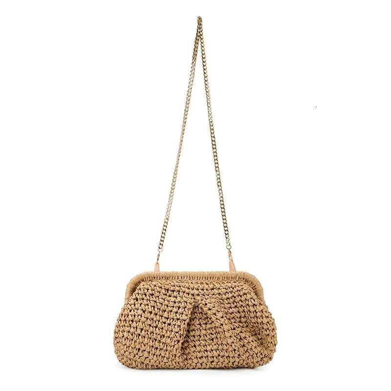 Purse For Women Cloud Dumpling Pouch Straw Crossbody Shoulder Handbag Summer Beach Woven Bag