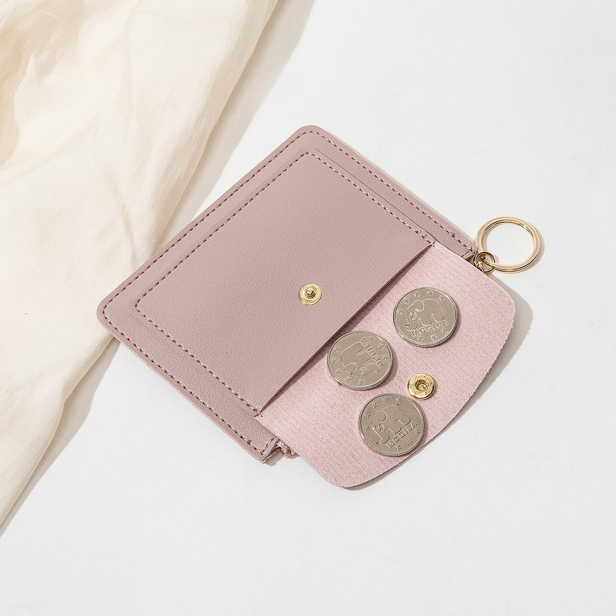 New ultra thin card fashion bag with short zipper for women s wallet fashionable and simple keychain and fashion coin wallet designed by men s keychai