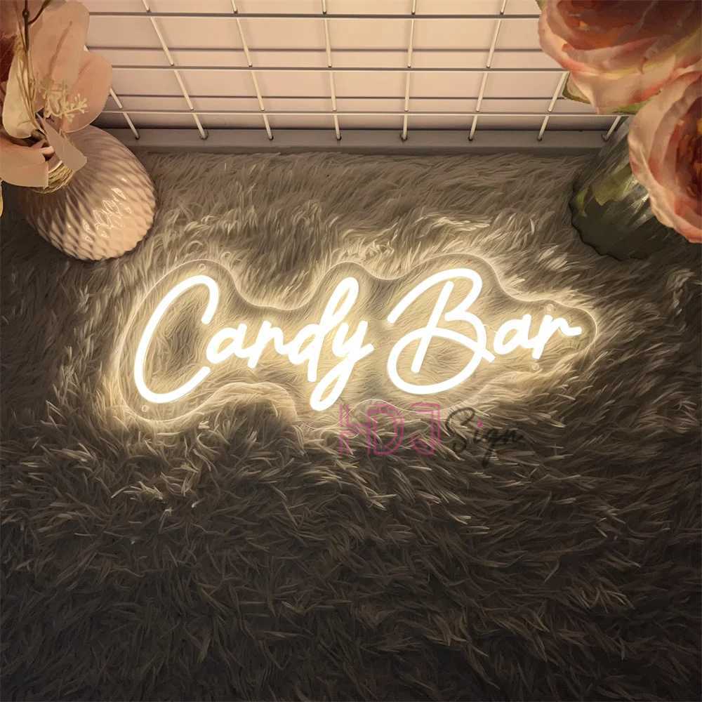 LED Neon Sign Candy Bar Neon Light Sign Wall Decoration for Candy Store Room Party Decor Kids Birthday Gift Night Neon Lights W250526