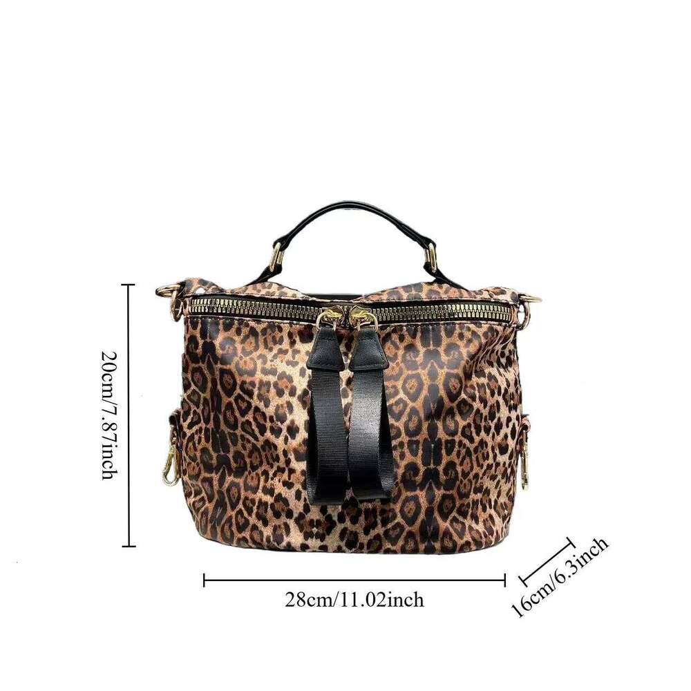 Women's Bags Designer Ladies' Fashionable Nylon Leopard Print Shoulder Bag For Daily Use, Lightweight Diagonal Cross Handbag