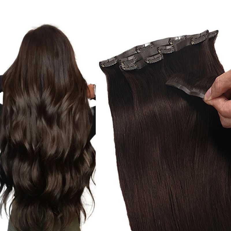 100% Russian Human Remy Hair Clip in Wholesale Invisible Seamless Clip in Hair Extension Human Hair 4pcs 90-110g S25526