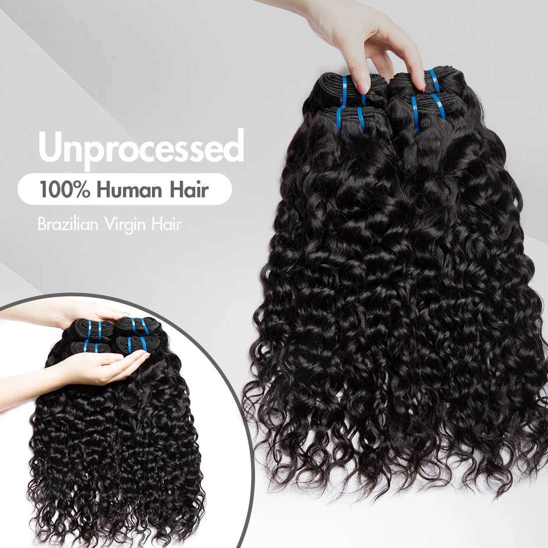 100% Human Hair Bundles 12A Unprocessed Water Wave Bundles Human Hair Weaving Maxine Wet and Wavy Curly Hair Bundles Extensions S25526 - view 4