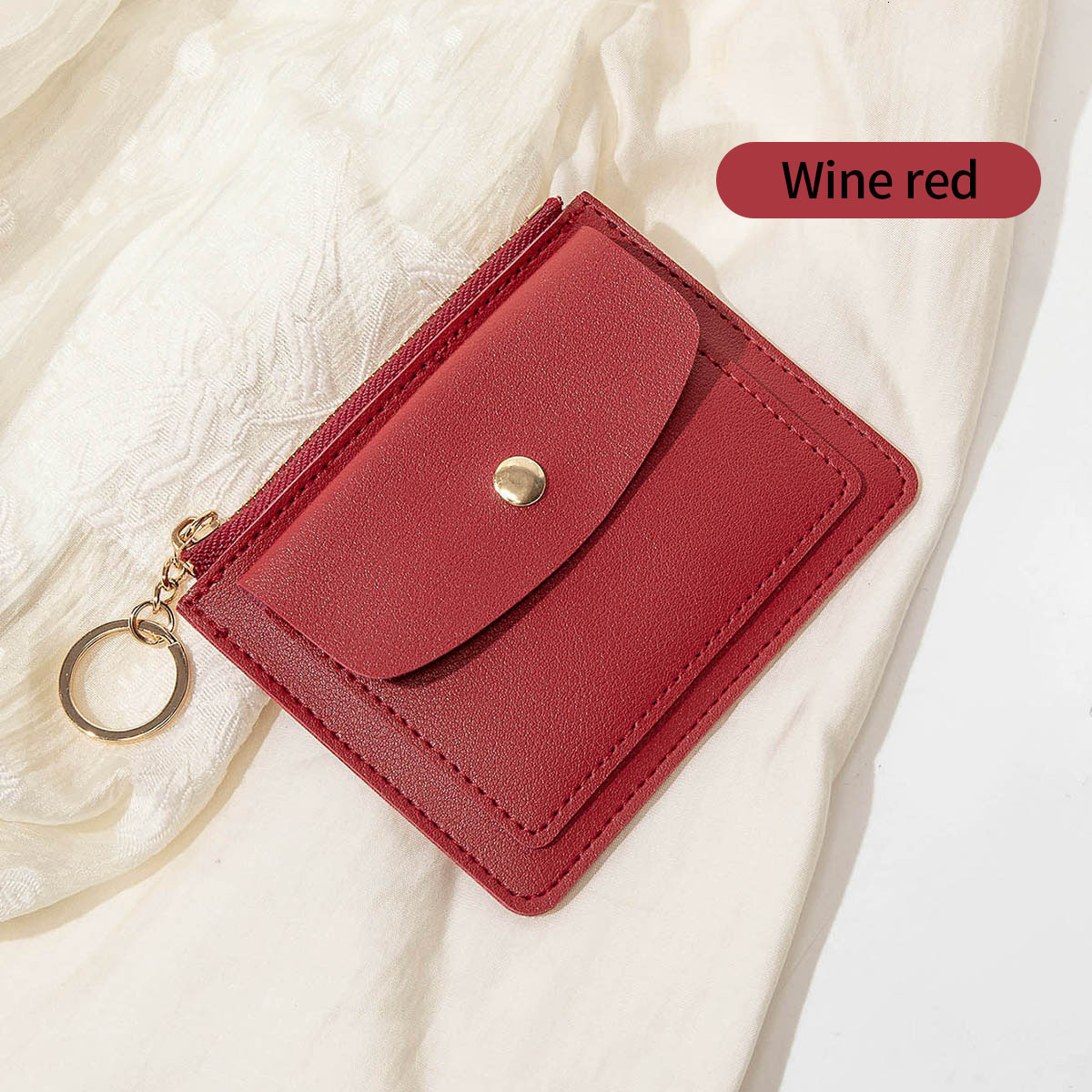 New ultra thin card fashion bag with short zipper for women s wallet fashionable and simple keychain and fashion coin wallet designed by men s keychai