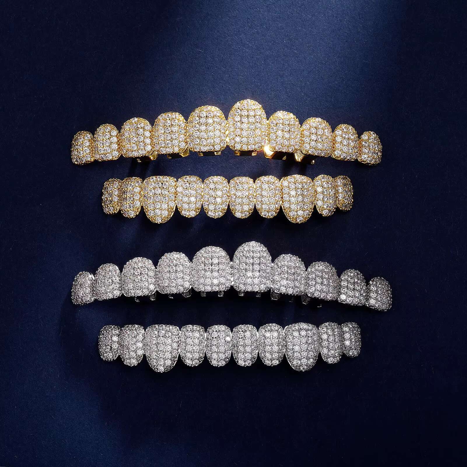 Custom Hip Hop Jewelry Shining 925 Sterling Silver VVS Moissanite Iced Out Grillz Teeth