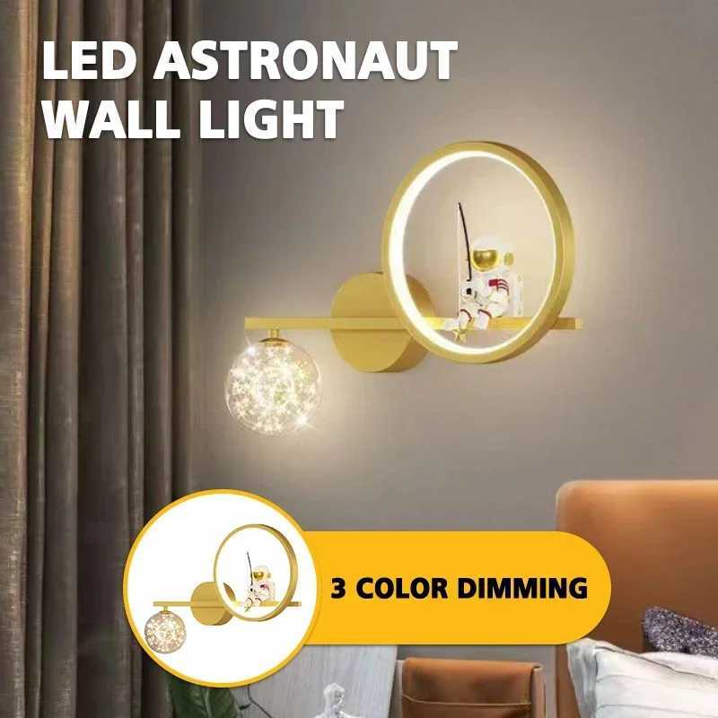 Childrens Room Bedside Creative Astronaut LED Wall Lamp Night Light Space Decor Living Room Bedroom Background Wall LightingXJ250526