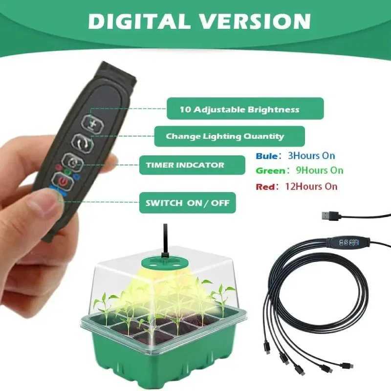 Seed Starter Tray Box With LED Growing Light Nursery Pot with timer Seedling Germination Planter Adjustable Ventilation HumidityXJ250526