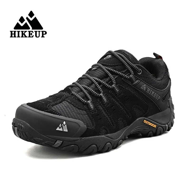 HIKEUP Mens Hiking Shoes Suede Leather Outdoor Shoes Wear-resistant Men Trekking Walking Hunting Tactical Sneakers 250523CJ