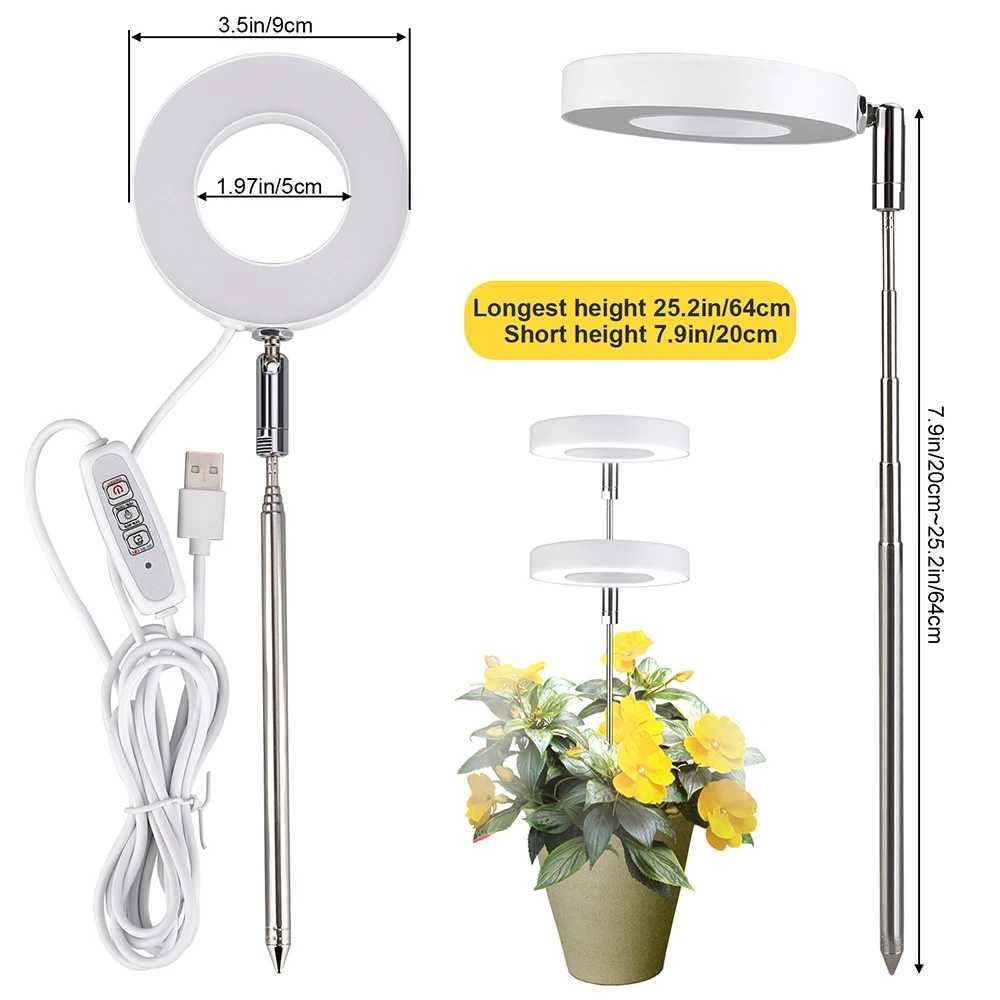 New LED Plant Growth Lamp Angel Ring Dimming Timing Adjustable Retractable Height Full Spectrum Imitation Sunlight Growth PlantXJ250526