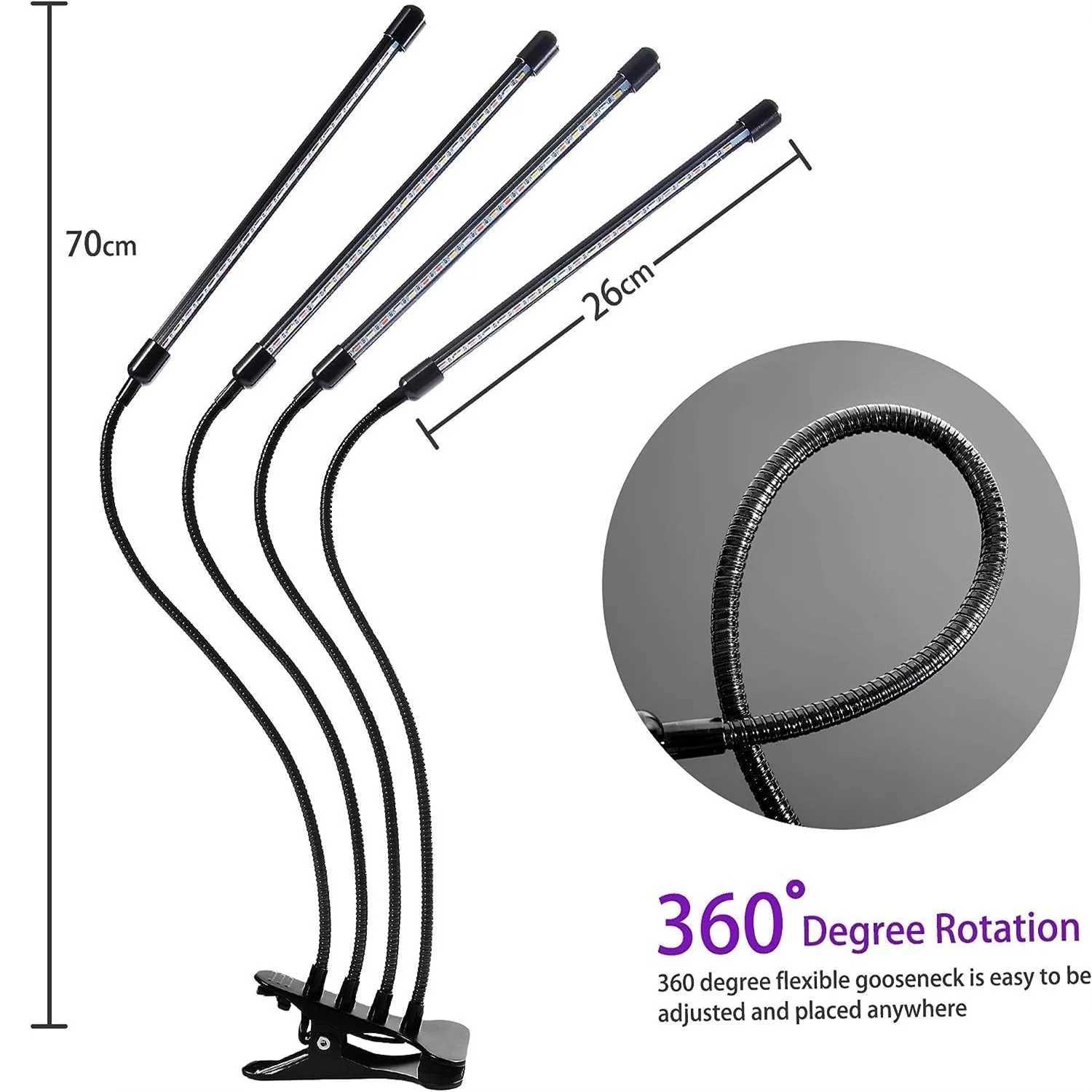 USB 3Colors LED Plant Grow Light Indoor Garden Dimmable Grow Light Full Spectrum Hydroponic Greenhouse 3H/9H/12H Timer SettingXJ250526