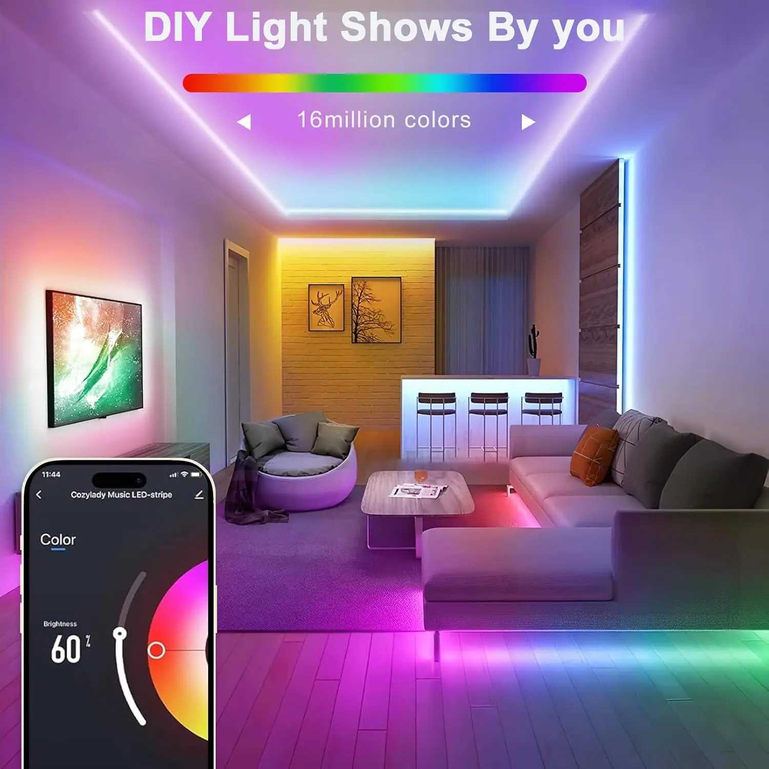 40M/30M RGB LED Neon Rope Lights Music Sync Control with App/Remote Flexible Lamp Color Change Waterproof for Indoor Outdoor W250526