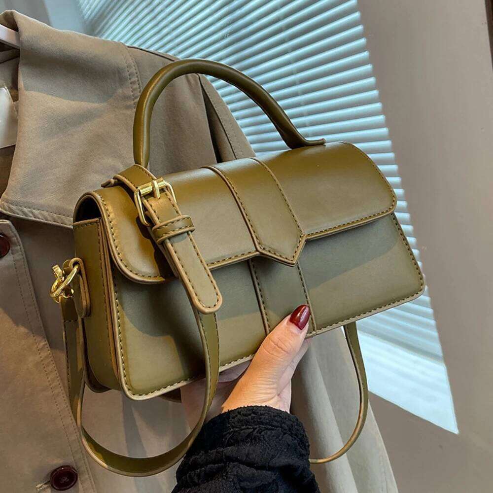 Fashion Women Commute Crossbody Bag French Solid Buckle Zipper Delicate Handbags High-Grade PU Leather Messenger Bags
