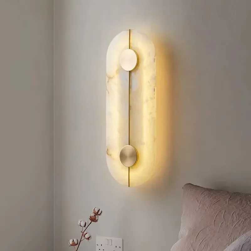 Nordic Modern Creative Marble Wall Lamp Home Interior Decorative LED Bedroom Round Bedside for Hotel Corridor FixtureXJ250526