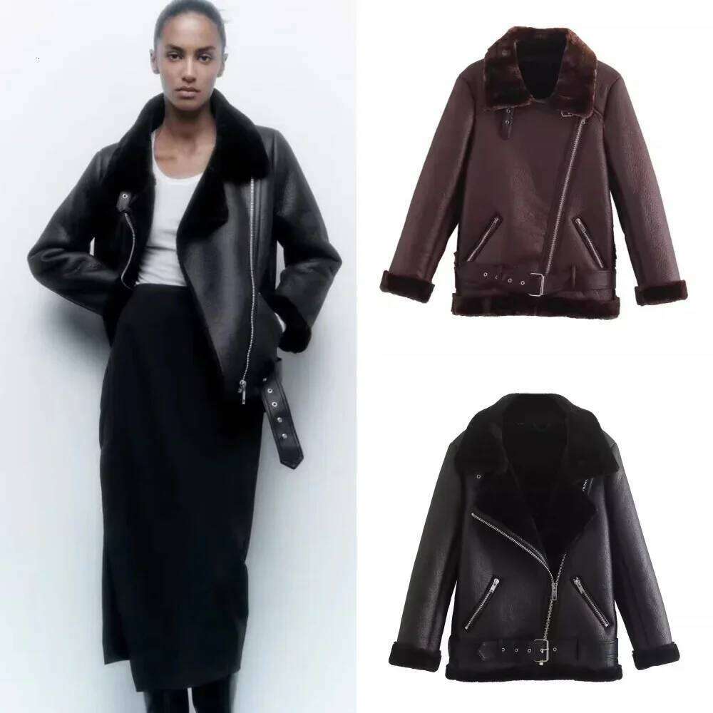 2024 The New Women's Warm and Extra Thick Feather Rider Jacket with Artificial Fur Outerwears