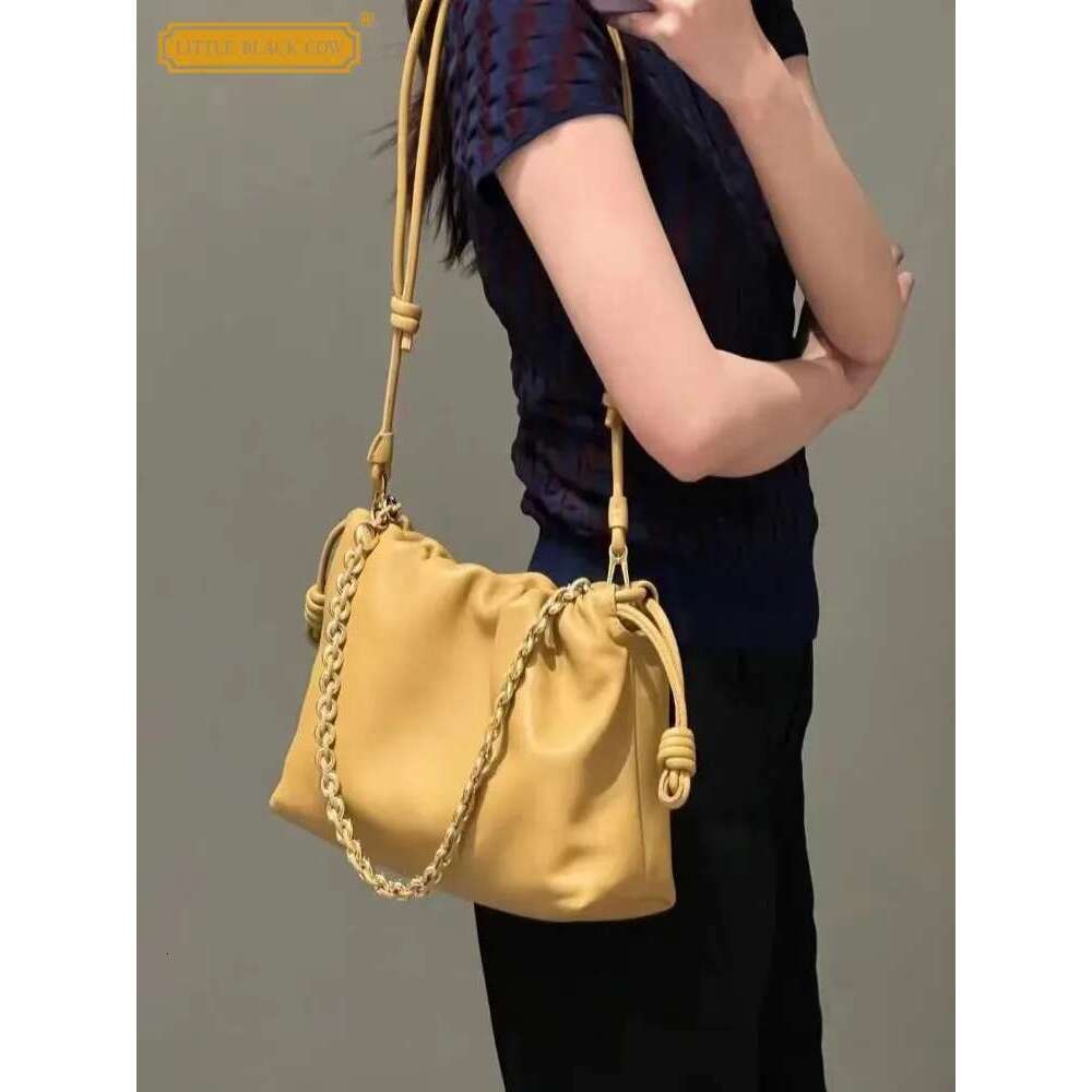 Office Women Single Chain Strap Shoulder String Bucket Versatile Multi Functional Design Casual Split Leather Crossbody Bag bag